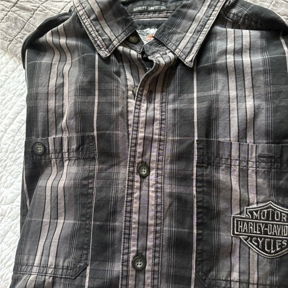 Harley-Davidson Men's medium Black Plaid Shirt worn once - Picture 1 of 7
